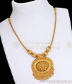 Plain Light Weight Gold Necklace With Big Oval Pendant NCKN3392