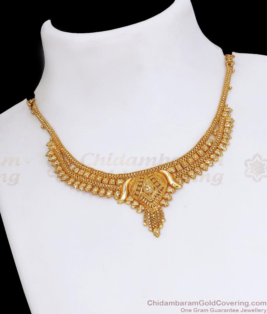 New Model Gold Plated Necklace Mullaipoo Kerala Bridal Designs NCKN3394