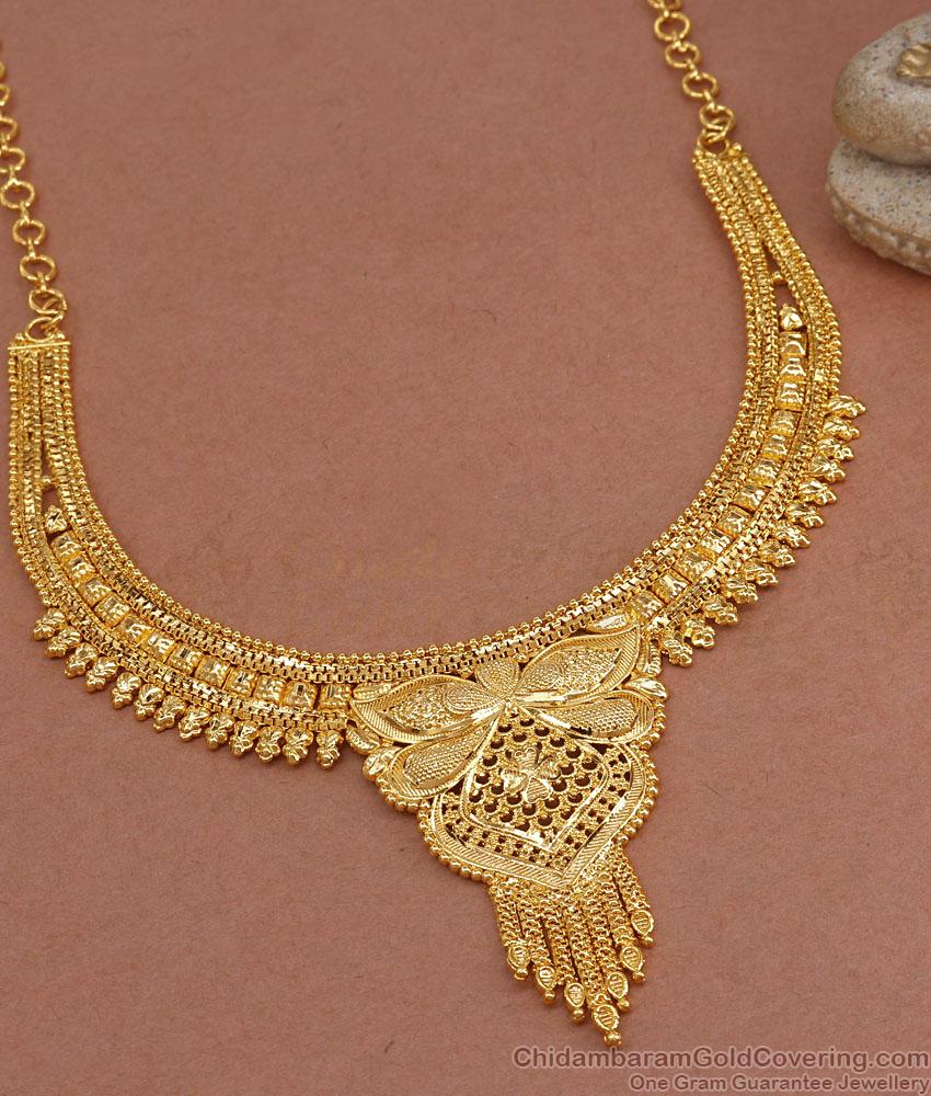 Premium 24Kt Gold Necklace Butterfly Design Wedding Necklace For Women NCKN3395