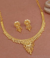 Simple Look 1 Gram Gold Short Necklace And Earring Set NCKN3396