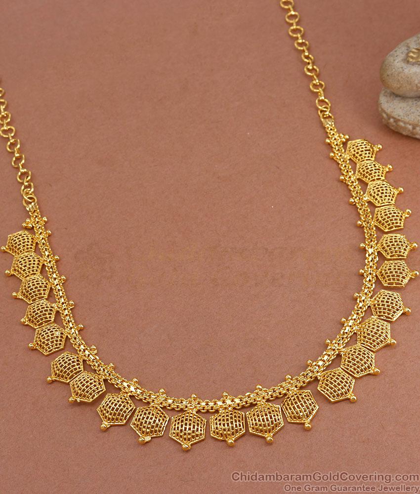 Engagement Wear Hexagon Mesh Gold Necklace For Women NCKN3399