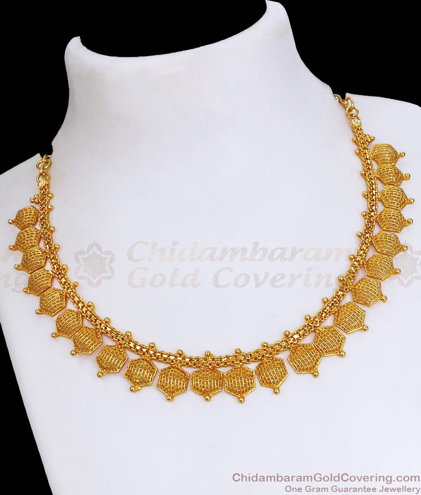 Engagement Wear Hexagon Mesh Gold Necklace For Women NCKN3399