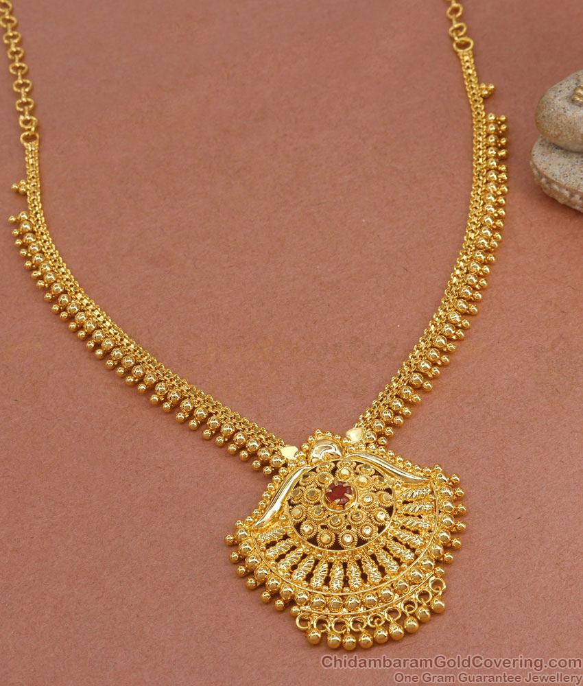 Real Gold Design Necklace Beads Design South Indian Bridal Jewellery NCKN3410