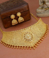 True Gold Tone Choker Necklace Without Stone Jhumki Combo NCKN3414