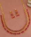 Stunning Ruby Stone Gold-Plated Necklace Set with Earrings NCKN3428