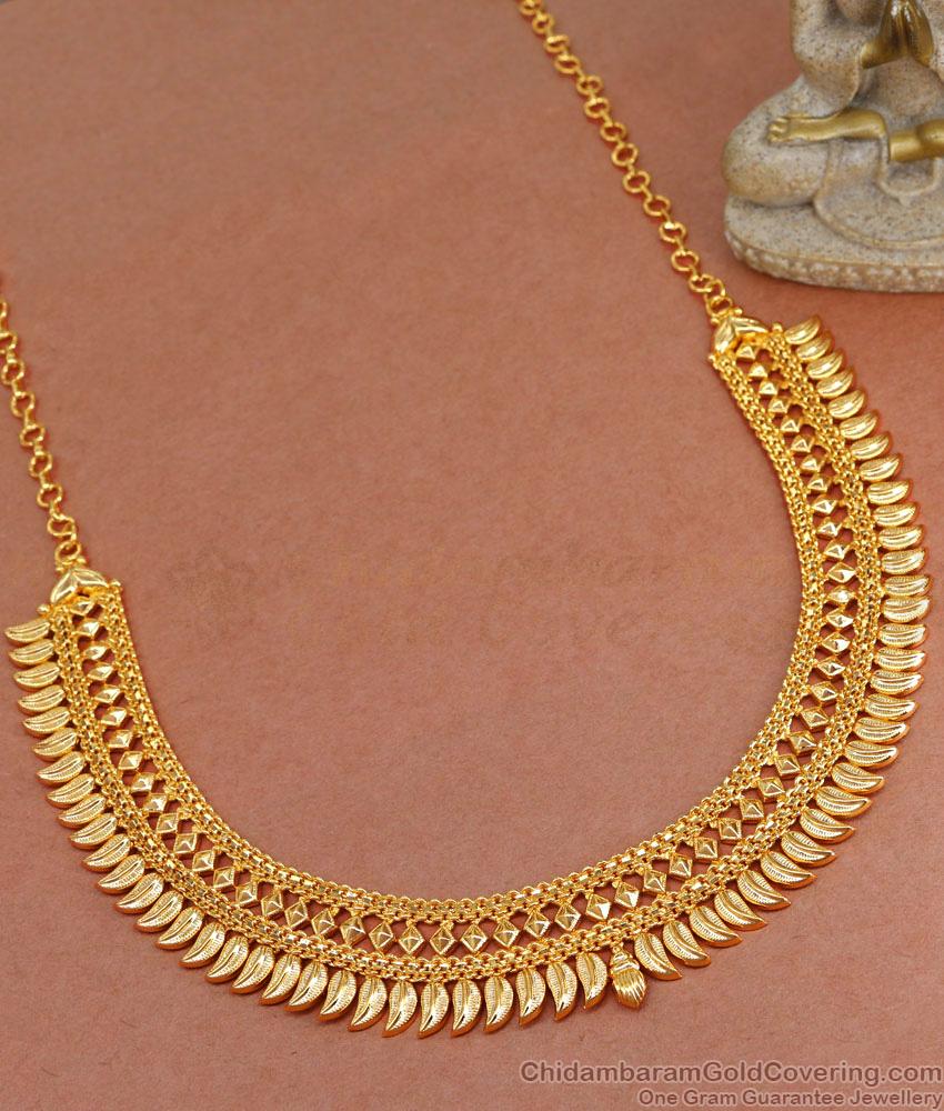 Luxurious 1 Gram Gold Necklace Close Neck Wedding Jewelry For Bride NCKN3440