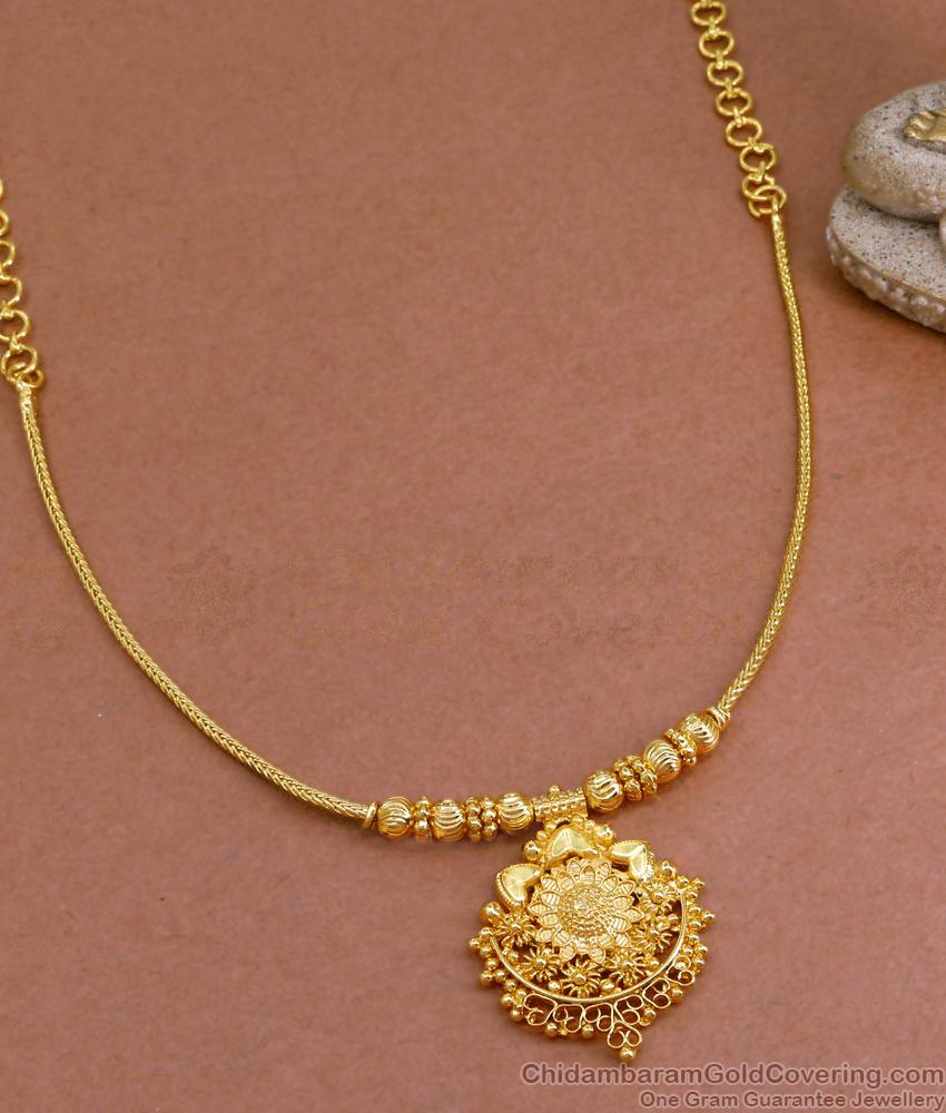 Simple Gold Design Pendant Necklace Light Weight Collections NCKN3450