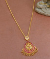 Traditional Lakshmi Ruby Stone Pendant Gold Necklace Shop Online NCKN3451