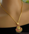 Traditional Lakshmi Ruby Stone Pendant Gold Necklace Shop Online NCKN3451