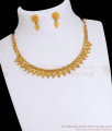 Close Neck Two Gram Gold Necklace Heart Shaped Design With Earring NCKN3454