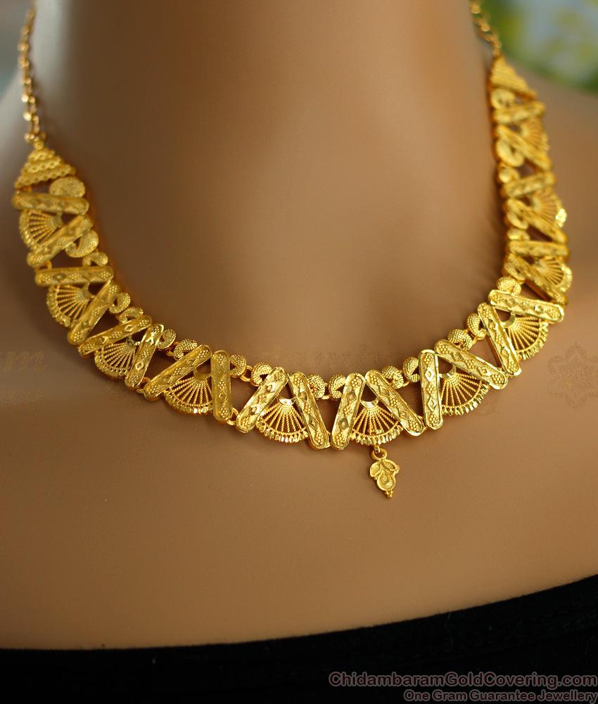 Premium Bridal Wear 2 Gram Gold Choker Necklace Designs For Wedding NCKN3455