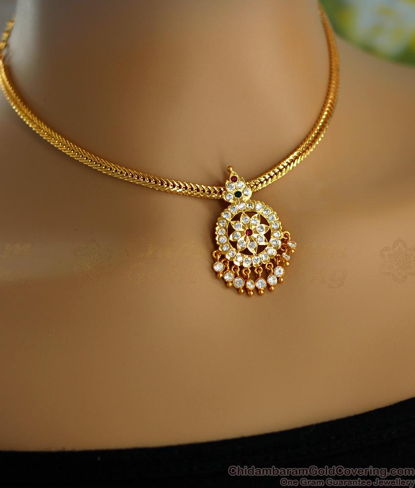 Women Impon Pendant Gold Necklace Chain Type For Function Wear NCKN3457