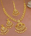 Grand Peacock Design Full Gold Necklace Maang Tikka with Earring Set NCKN3458