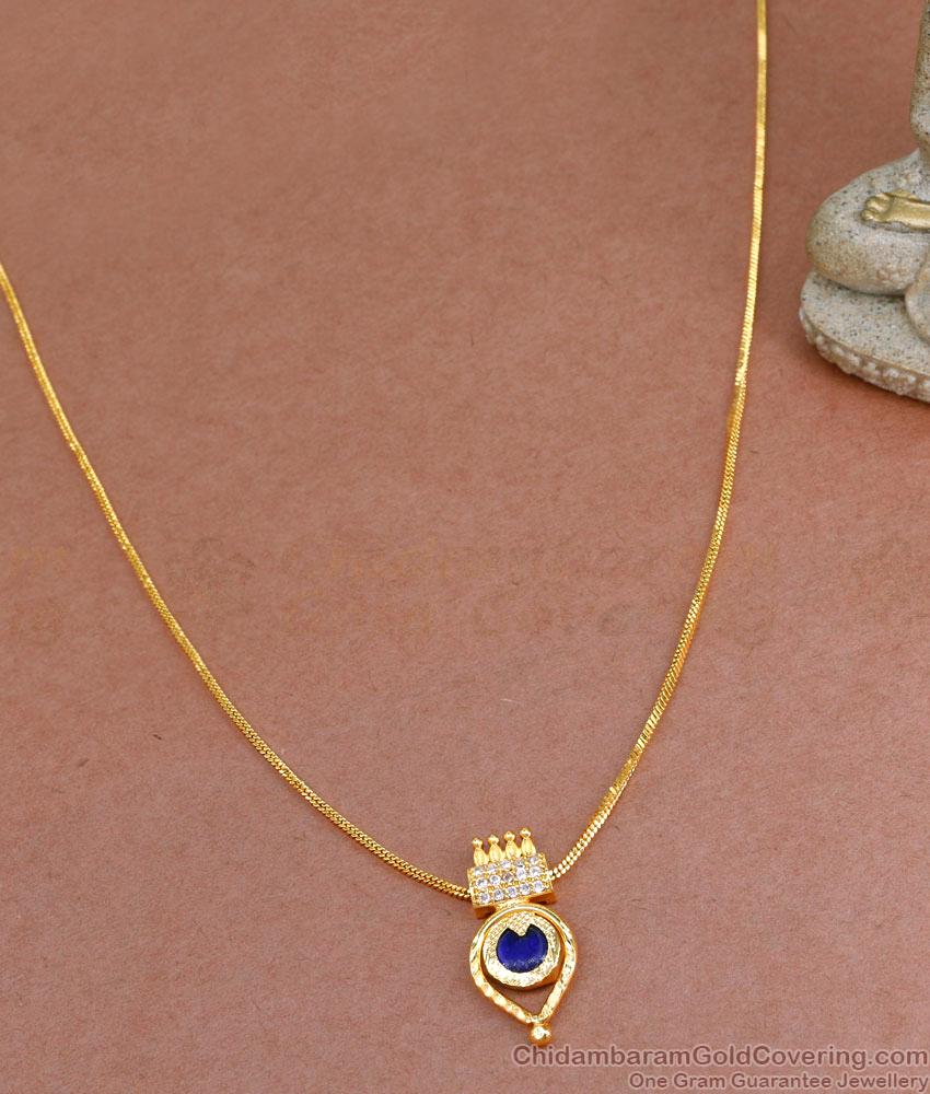 Blue Palakka Pendant Gold Plated Necklace For Daily Use NCKN3459