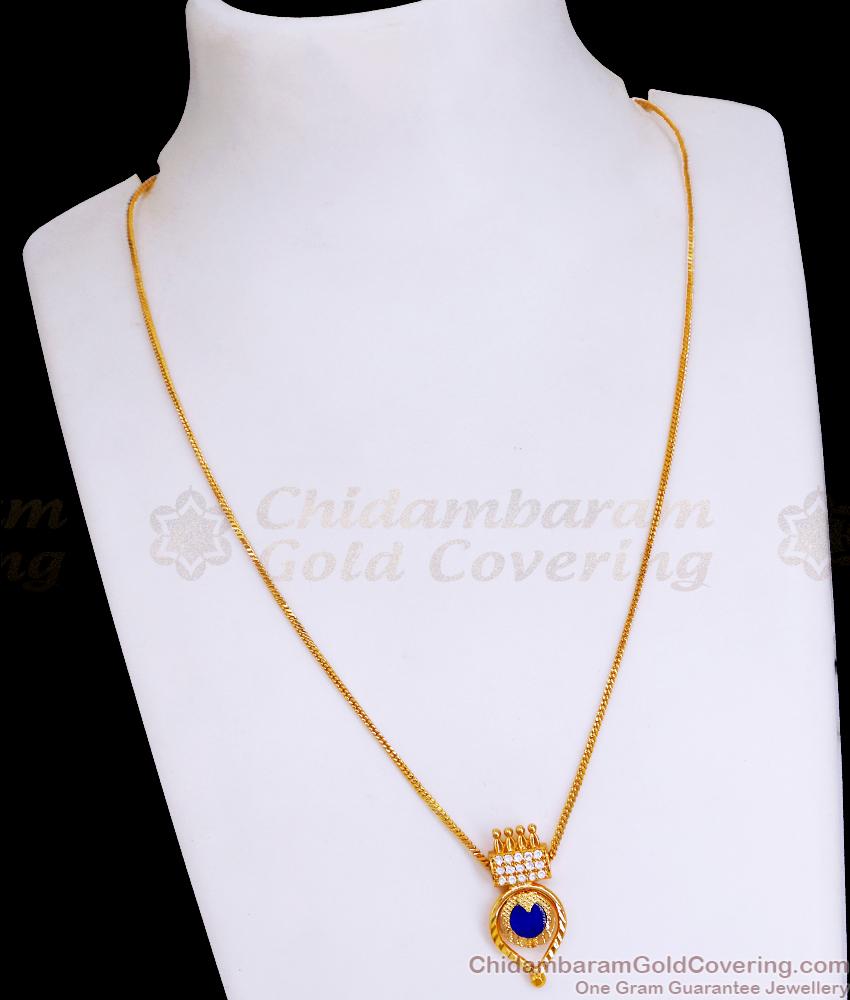 Blue Palakka Pendant Gold Plated Necklace For Daily Use NCKN3459