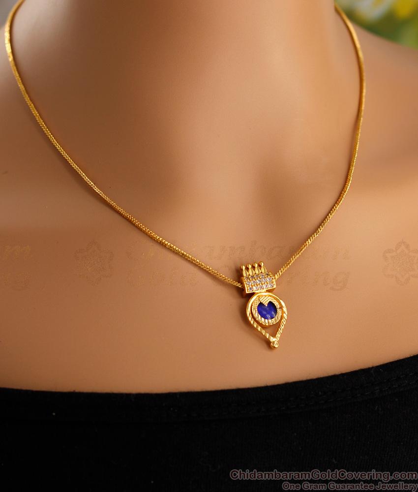 Blue Palakka Pendant Gold Plated Necklace For Daily Use NCKN3459