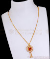 Elegant Red Palakka Stone Diamond Necklace 1 Gram Gold Jewellery NCKN3462