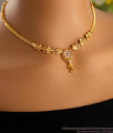 Trendy Gold Plated Necklace For Women Floral Design With White Stone NCKN3464