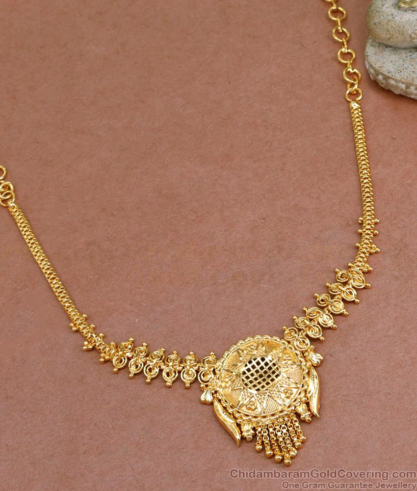 Plain Gold Design Calcutta Necklace Wedding Jewelry For Bride NCKN3465