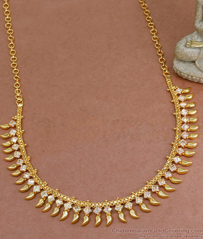 Stunning White Stone Mullaipoo Gold Necklace Bridal Collections NCKN3466