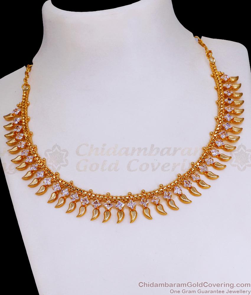 Stunning White Stone Mullaipoo Gold Necklace Bridal Collections NCKN3466