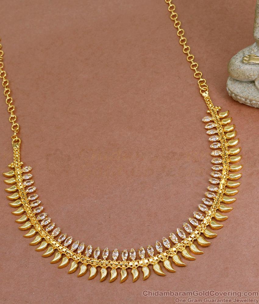 Glittering Uncut Diamond Necklace Gold Imitation Mullaipoo Bridal Set NCKN3468