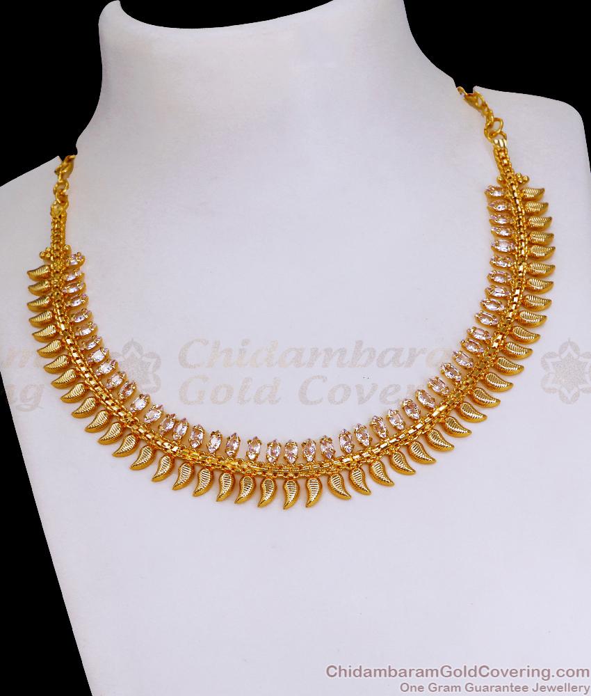 Glittering Uncut Diamond Necklace Gold Imitation Mullaipoo Bridal Set NCKN3468