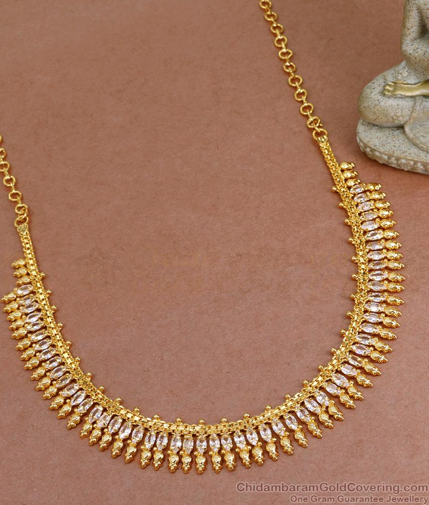 Buy Premium Quality Gold Plated Necklace White Stone Mullai Design Online NCKN3469