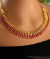 Real Gold Look Mullai Arumbu Ruby Stone Neckace Gold Imitation Jewellery NCKN3470