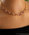 Grand Look Ruby White Stone Diamond Necklace Set For Women Marriage NCKN3472