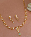 New Model Gold Plated Necklace Green Opal Stone Design Bridal Set NCKN3473