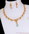 New Model Gold Plated Necklace Green Opal Stone Design Bridal Set NCKN3473