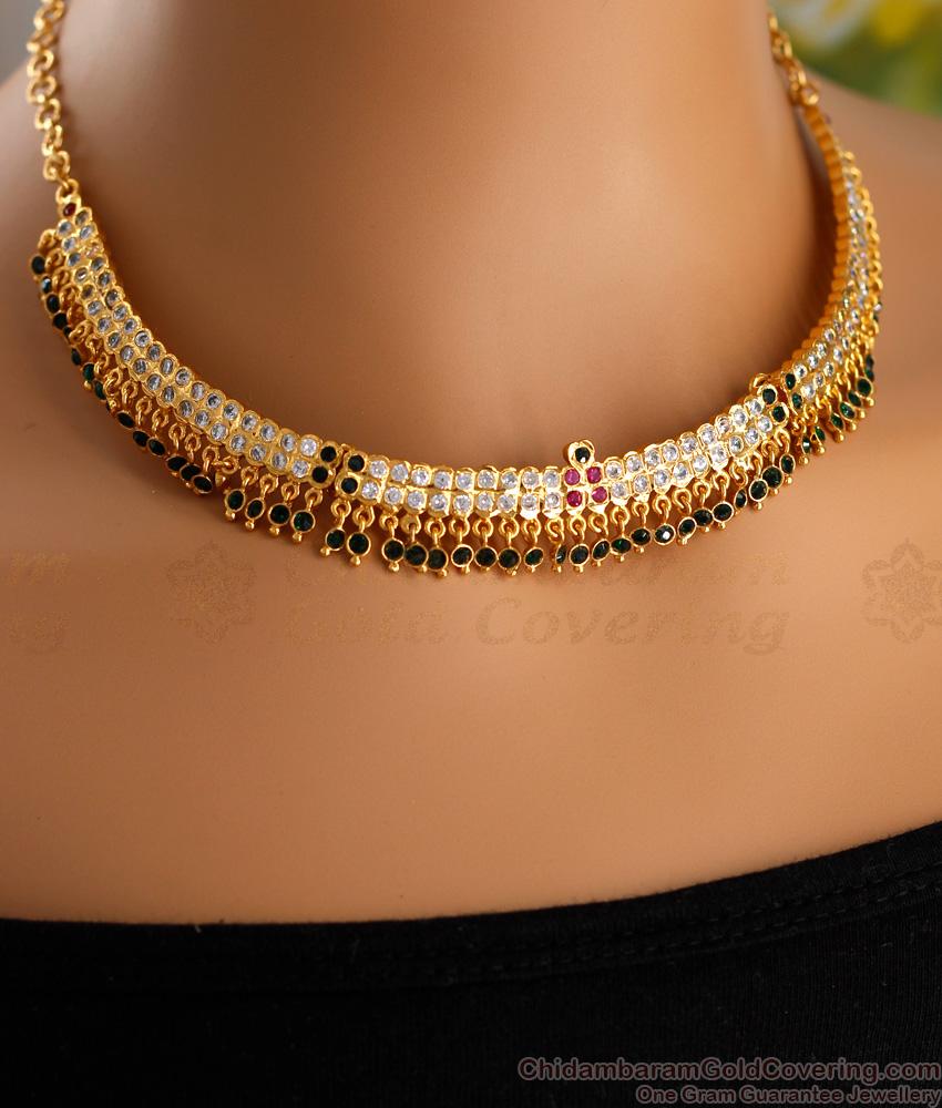 Traditional Impon Gold Choker Bridal Attigai For Women NCKN3476