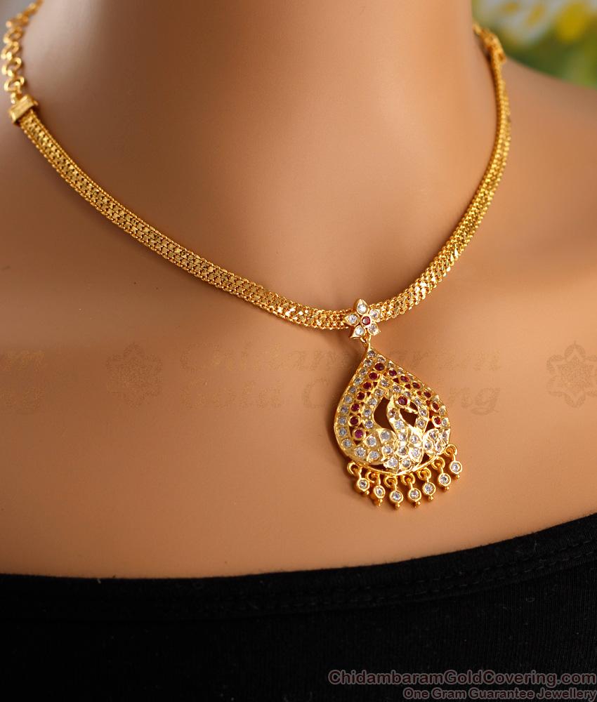 High Quality Impon Peacock Pendant Gold Necklace Chain Type NCKN3477