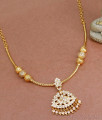 New Arrival 1 Gram Gold Necklace White Stone Ball Design NCKN3481