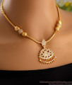 New Arrival 1 Gram Gold Necklace White Stone Ball Design NCKN3481