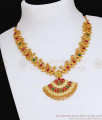 Premium Quality Gold Imitation Necklace Ruby Green Stone Forming Design NCKN3483