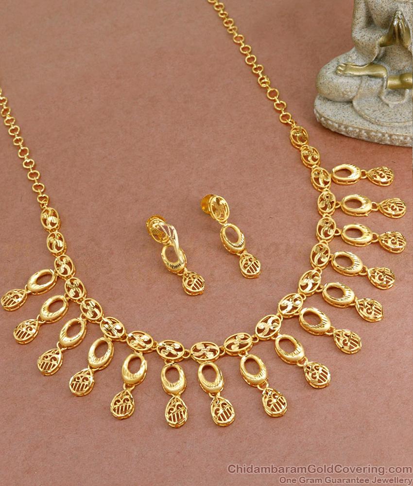 Beautiful 22k Gold Necklace For Marriage Forming Gold Jewellery Set NCKN3486