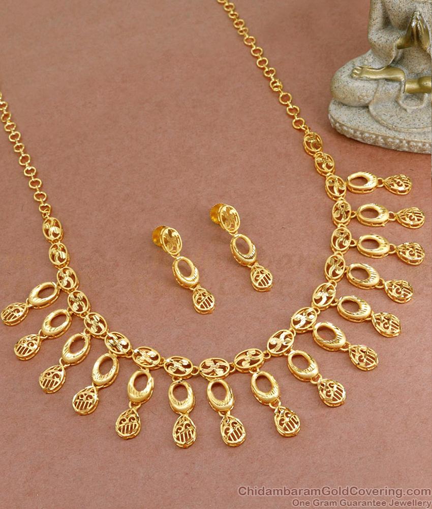 Beautiful 22k Gold Necklace For Marriage Forming Gold Jewellery Set NCKN3486