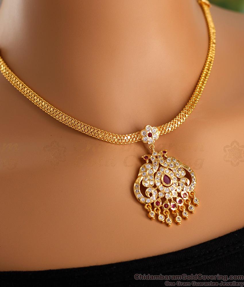 Real Gold Design Peacock Attigai 5 Metal Bridal Jewellery Online NCKN3495