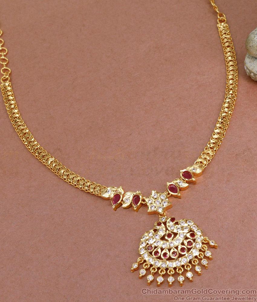 South Indian Wedding Design Impon Attigai Gold Necklace Online NCKN3499