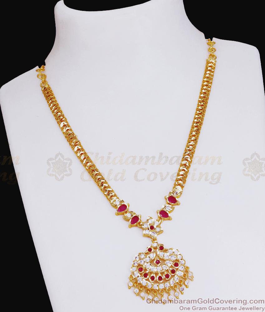 South Indian Wedding Design Impon Attigai Gold Necklace Online NCKN3499