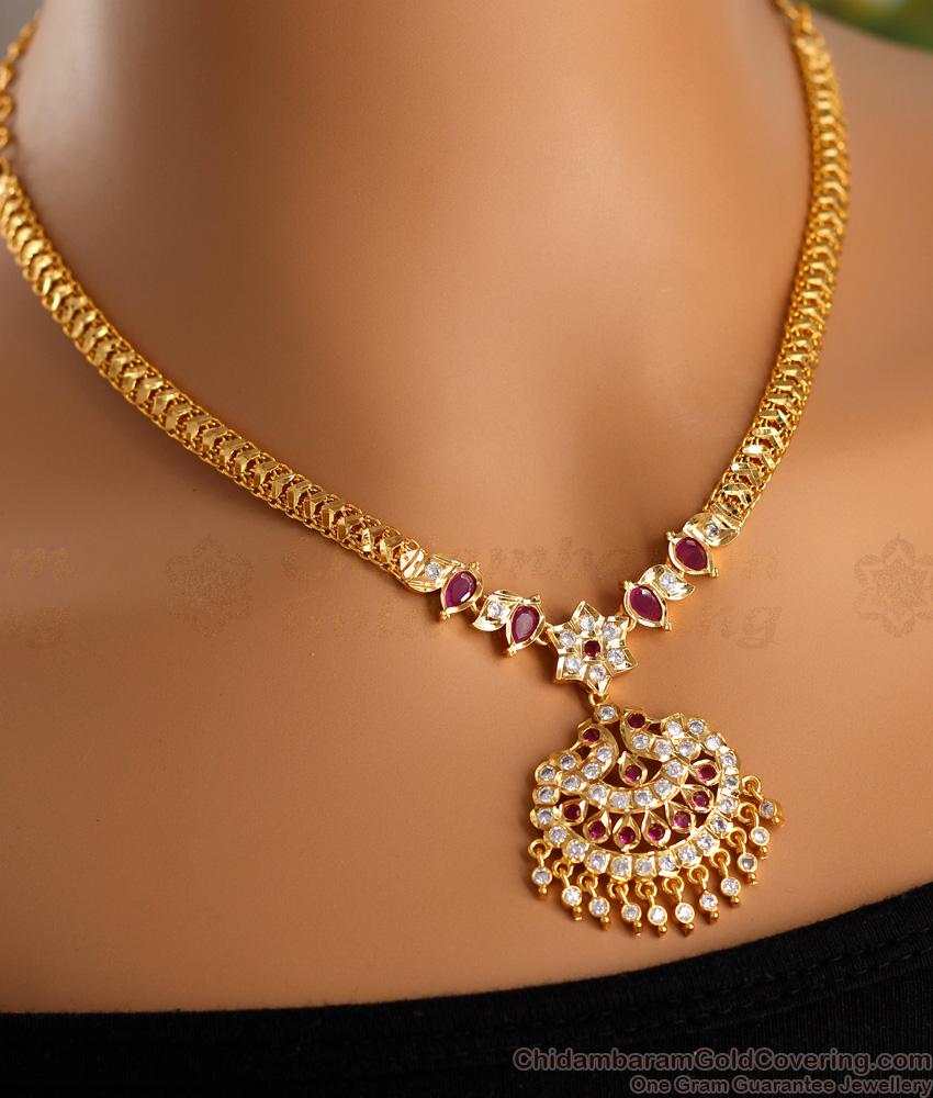 South Indian Wedding Design Impon Attigai Gold Necklace Online NCKN3499