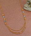 Triple Layer Gold Plated Beads Necklace with Blue Stones for Women NCKN3506