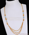 Triple Layer Gold Plated Beads Necklace with Blue Stones for Women NCKN3506