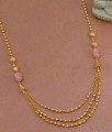 Charming Pink Stone Layered Gold Beads Necklace for Women NCKN3508