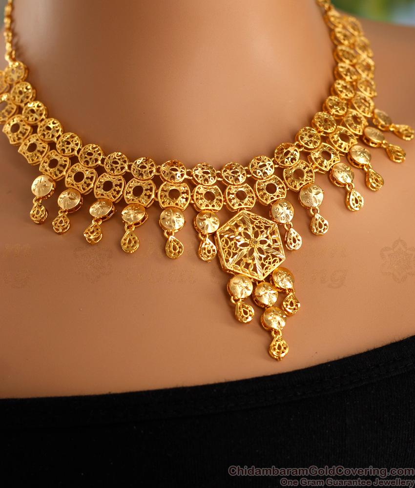 Buy Premium Dubai Gold Necklace With Earring Forming Jewelry Online NCKN3512