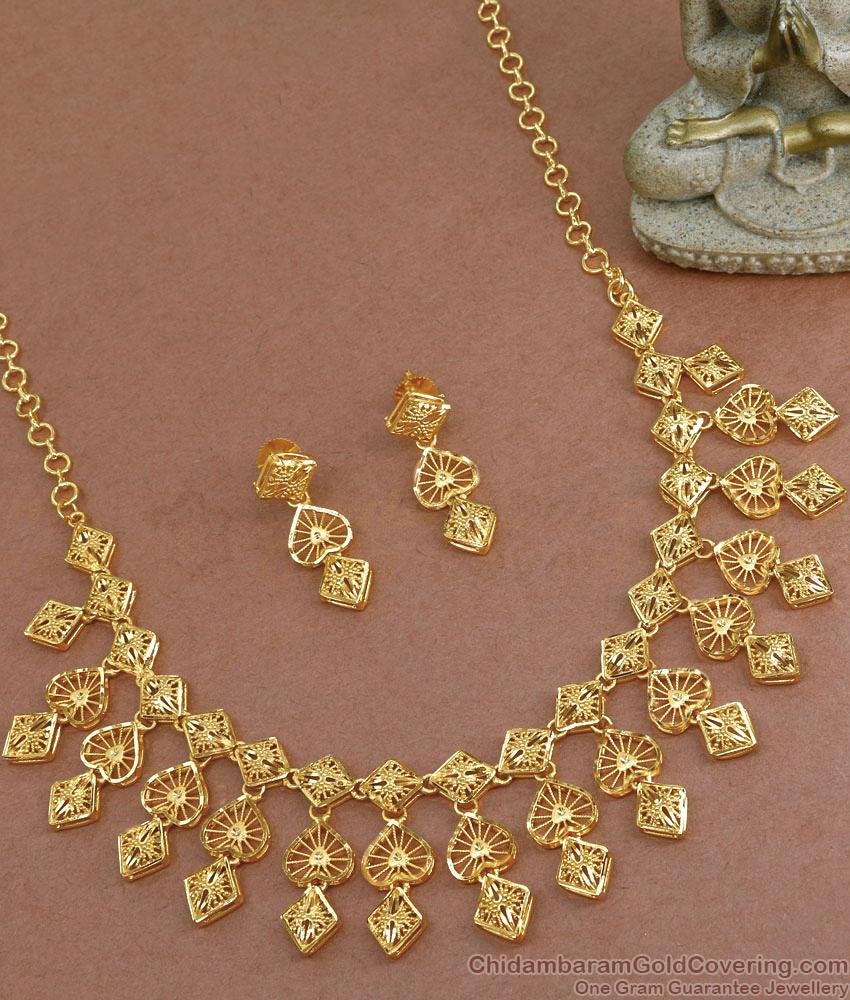 High Quality Heart Shaped 2 Gram Gold Necklace Forming Bridal Choker NCKN3514