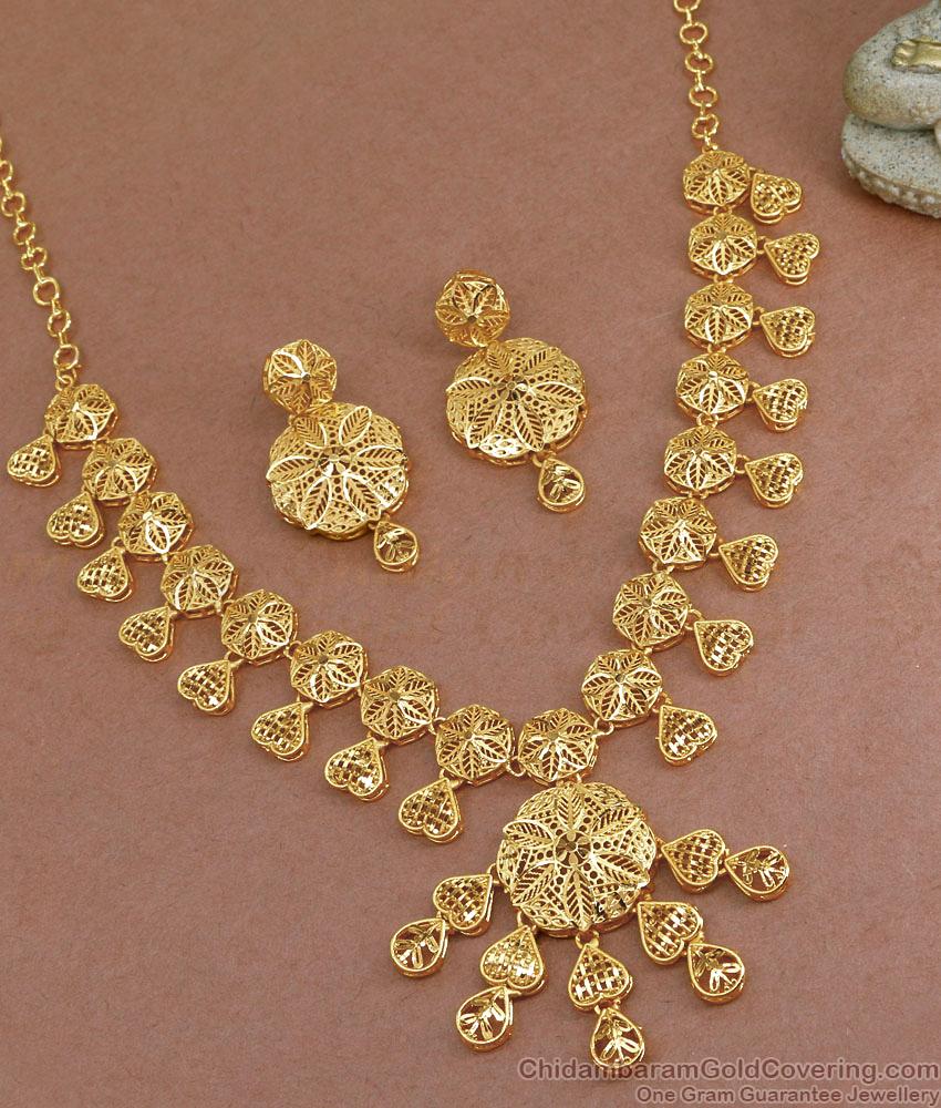 Latest Arabic Gold Necklace Design Forming Jewelery For Brides NCKN3516