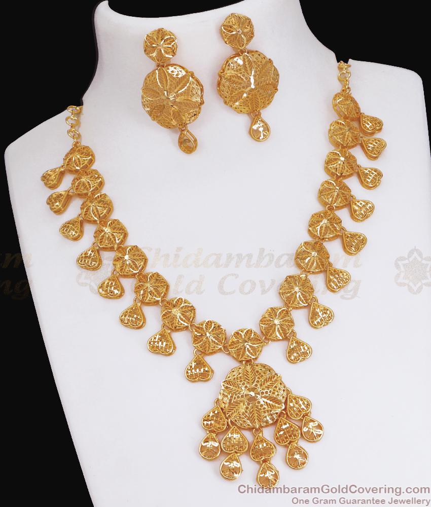 Latest Arabic Gold Necklace Design Forming Jewelery For Brides NCKN3516